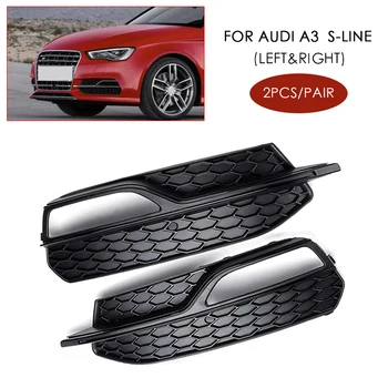 

Black Right/Left Front Bumper Fog Light Mesh Grill Grille For Audi A3 S-Line 2014 2015 2016 2017 New
