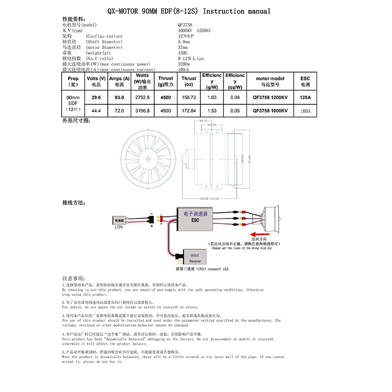 QX-MOTOR DIY EDF воздуховод самолёт вентилятор 90 мм QF3530 w/бесщеточный двигатель 6S 1450KV 1550 KV/8S1200KV/12 S 1000KV для радиоуправляемого вертолета