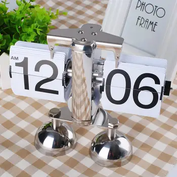 

Retro Scale Metal Modern Digital Auto Flip Dual Stand Home Desk Clock Decor