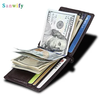

Fashion Casual Men Money Clips Wallet Genuine Leather Dollar Note Clip Clamps Cowhide Anti Carteira