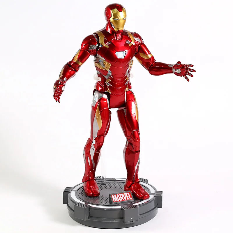 Marvel Капитан Америка Civil War Железный человек ПВХ фигурка Коллекционная модель игрушки с светодиодный светильник 40 см