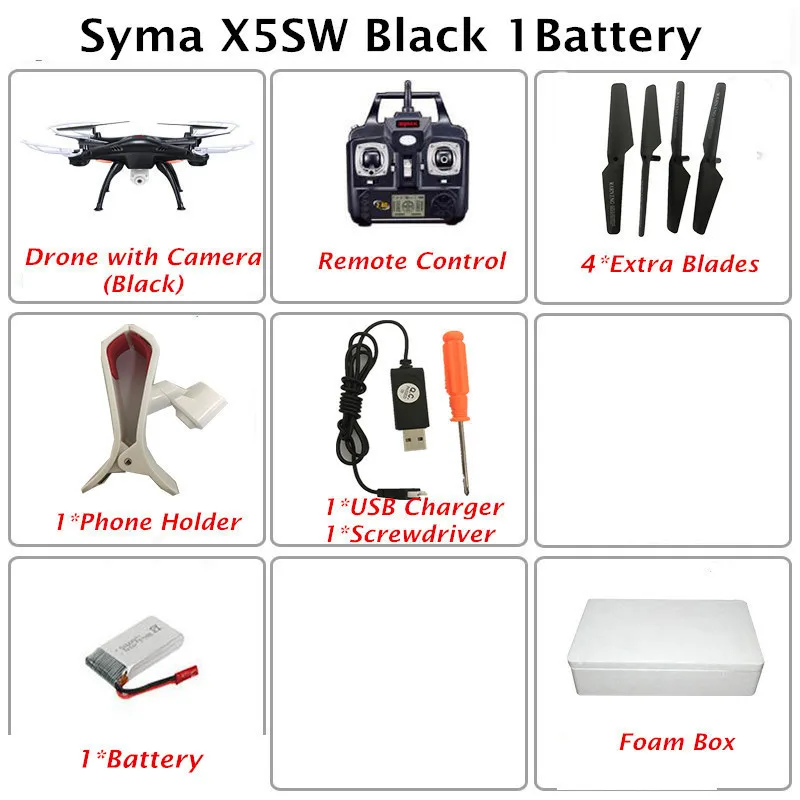 SYMA X5SW дистанционным управлением и съемкой от первого лица Квадрокоптер с камерой Wi-Fi 2,4G 6-осевой пульт дистанционного управления Дрон profissional Дрон игрушки Рождественский подарок - Цвет: Black