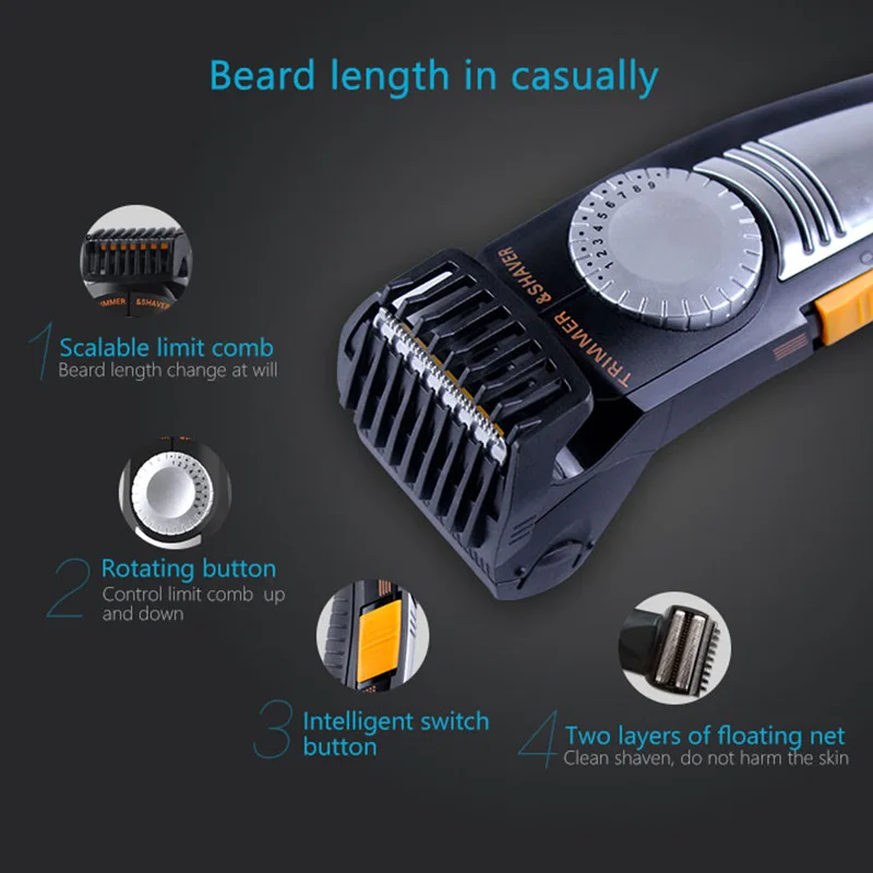 Kemei 2 in 1 Multifunction Electric Shaver and Hair Trimmer 19 Settings Cutting Length Adjustable Reciprocating Powerful Razor 5