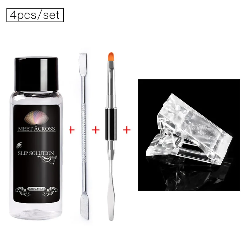 

MEET ACROSS Nail Extension Gel White Transparent UV LED Builder Nail Gel Enhancement Slip Solution Quick Extension Gel Set