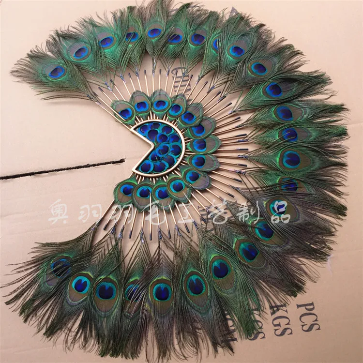 Peacock feather fan chinese fan gifts Creative wall decoration for living room iron feather wedding fan gifts for grandfather