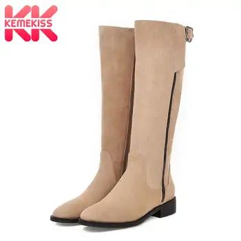 

KemeKiss Winter Knee High Boots Women Plus Size 33-46 Brand New Keep Warm Fur Long Boots Casual Zipper Daily Flats Shoes Women