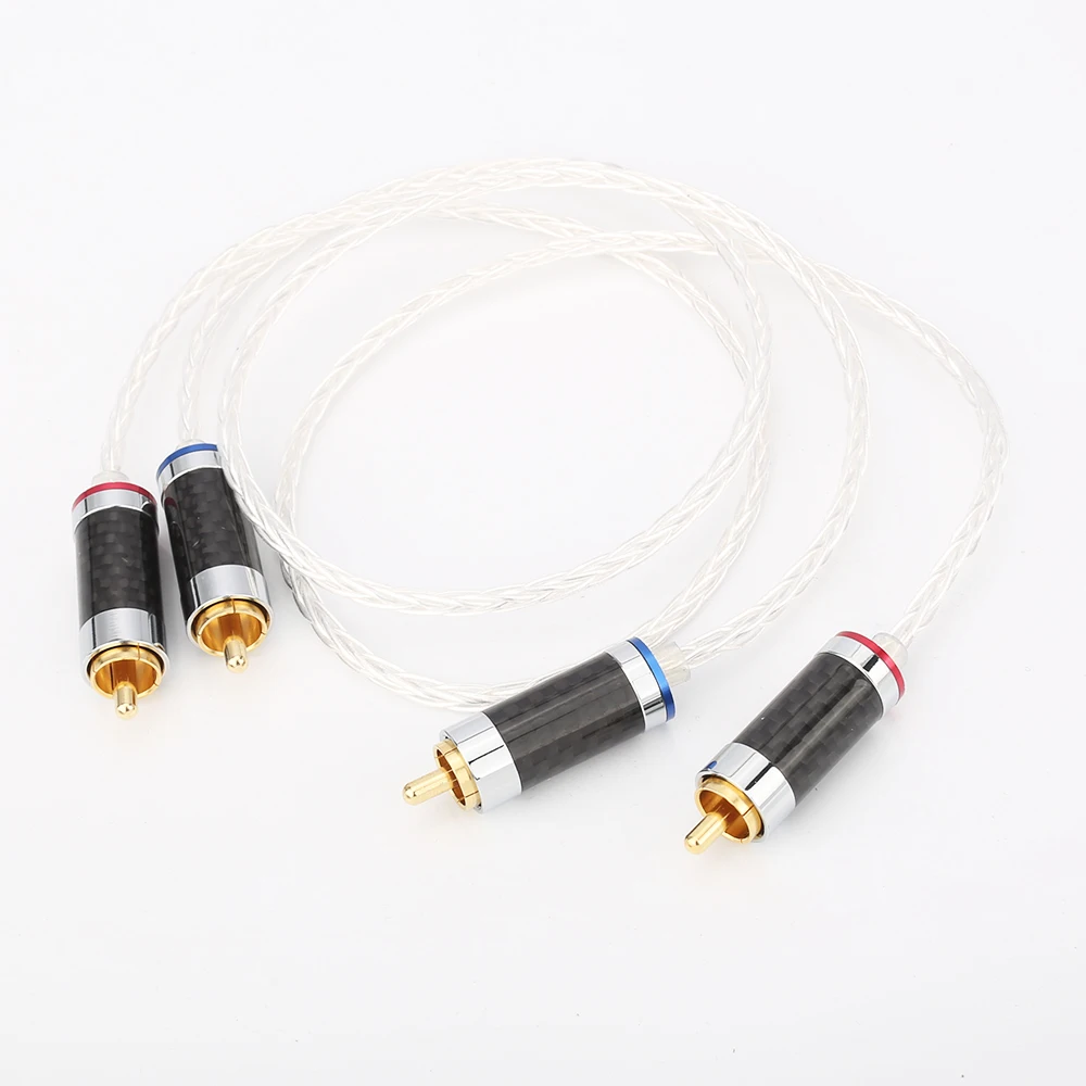 Pair Audiocrast 8Cores Occ Silver Plated Analogue Interconnect Cables
