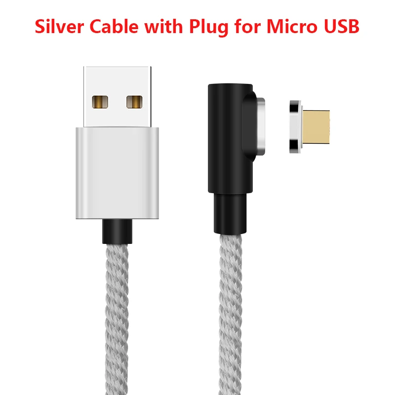 Магнитный кабель 3A быстрое зарядное устройство Micro usb type C зарядное устройство для iPhone XS Max samsung Зарядка 90 градусов магнит шнур для телефона Android - Цвет: With plug Micro USB