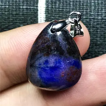 

Top Natural Royal Blue Sugilite Necklace Pendant For Women Man Crystal 18x14x7mm Beads Silver Anticancer Stone Jewelry AAAAA