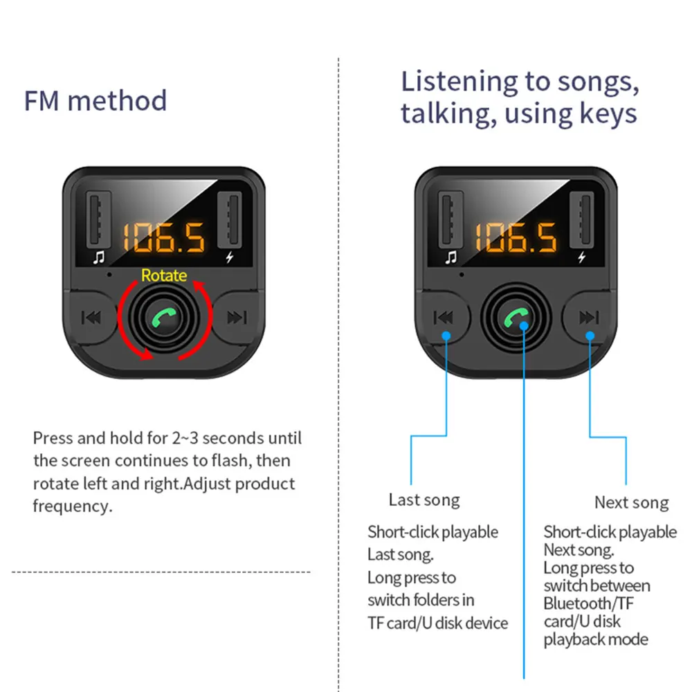 KISSCASE Dual USB Автомобильное зарядное устройство для iPhone 11 Pro мобильный телефон fm-передатчик Bluetooth Handsfree MP3 плеер телефон зарядное устройство в автомобиле