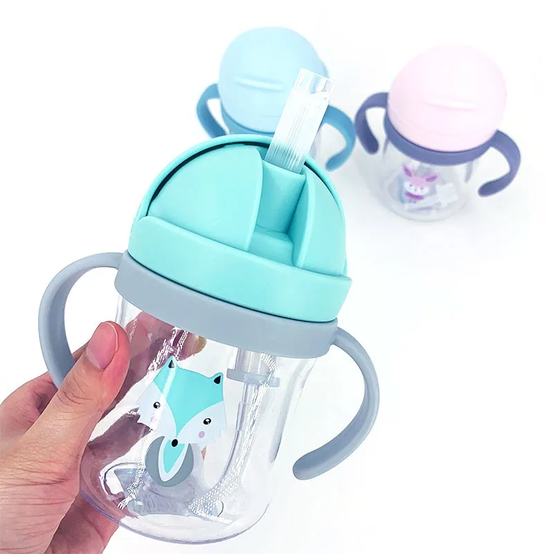 Drinking Cup Baby Feeding Bottle Kids Cup Silicone Sippy Children Leakproof Drinking Cups Cartoon Infant Straw Handle Drinkware