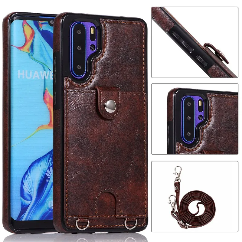 С ремешком из искусственной кожи чехол для huawei P30 Pro P30 Lite mate 20 Pro mate 20 Lite слот для карт ремешок ожерелье модный чехол-кошелек