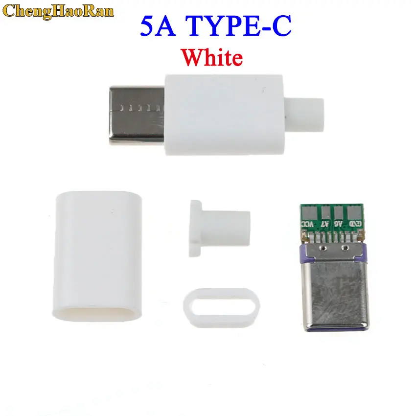 B-White ChengHaoRan 1 шт. 5A USB Тип разъёма на Тип-c Мужской USB 5-контактный разъем Micro USB разъем Мужской Женский Разъем - Цвет: B-White