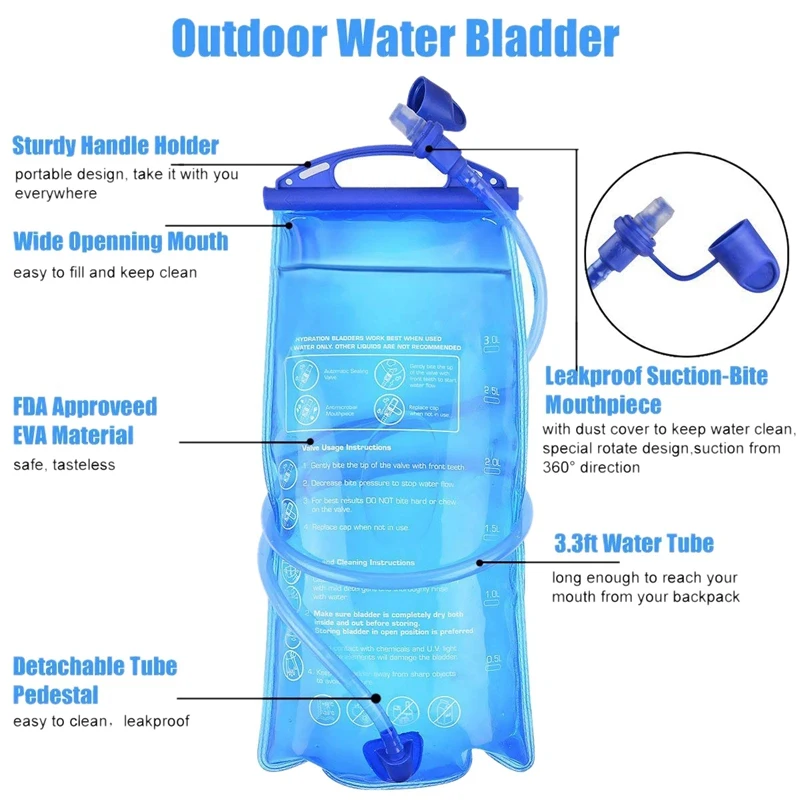 

2L Bladder Hydration Pack Bladder, Insulated Reservoirs BPA Free Bladder Replacement for Backpack Outdoor Running Cycling Hiking