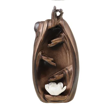 

Ceramic Backflow Incense Burner Waterfall Tathagata Buddha Lotuses Incense Cone Stick Holder Creatives Bodhisattva Home Decor