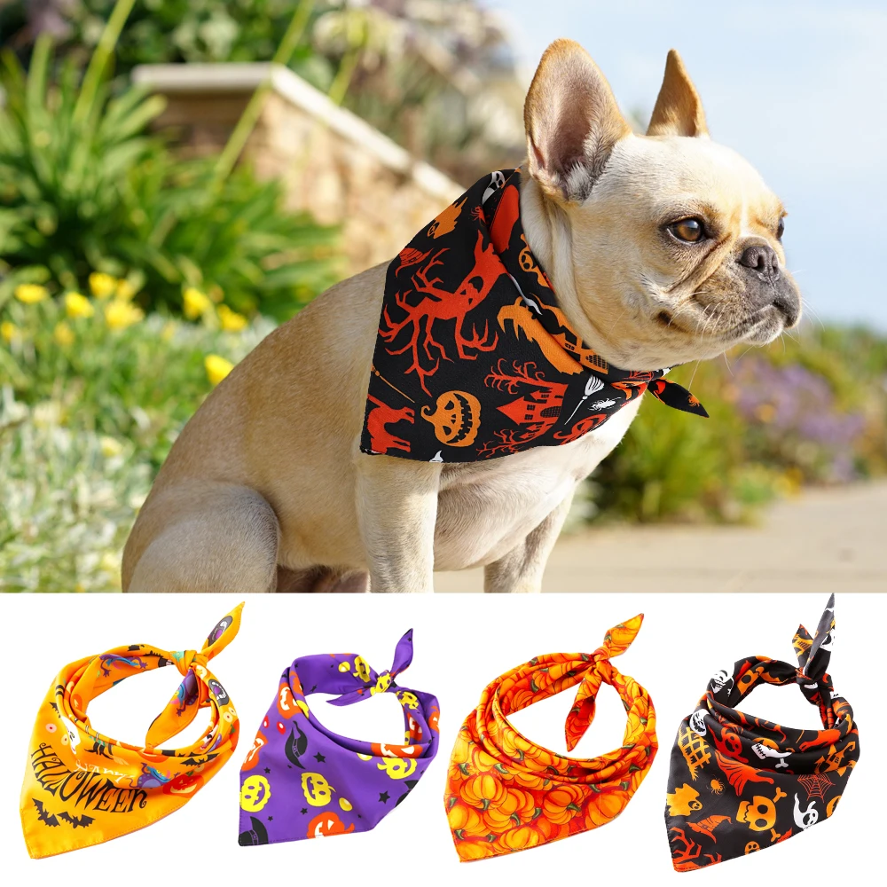 Dog Halloween Collar Bandana Halloween font b Pet b font Neckerchief Scarf Neck Scarf for Medium