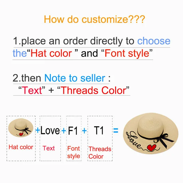 Embroidery Personalized Custom Text LOGO Embroidery Women Sun Hat Large Brim Straw Hat Outdoor Beach hat Summer Cap Dropshippin 2