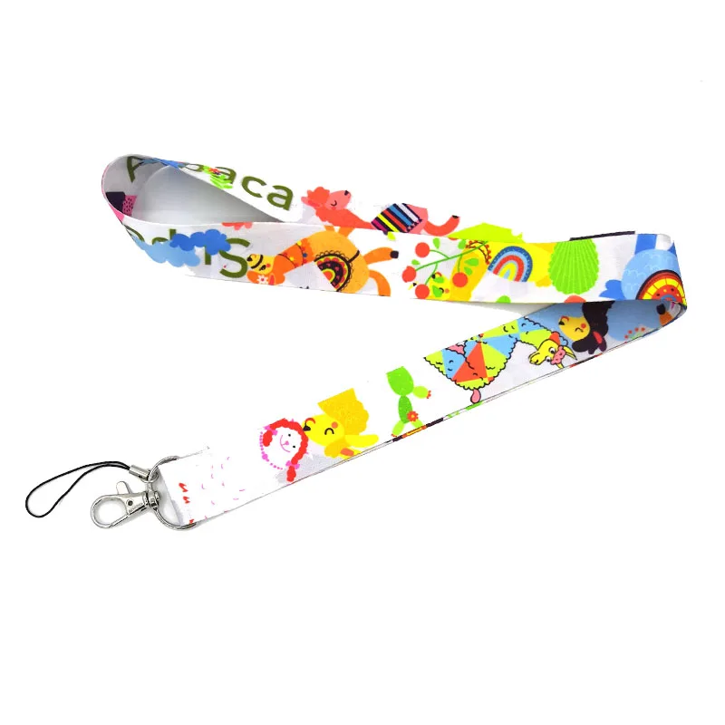 

Alpaca llama cartoon lanyards neck straps for phones keys bead id card holders keychain webbings