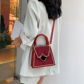 

Women's Handbag Scrub PU Leather Bag Retro Small Square Bag Shoulder Messenger Bag