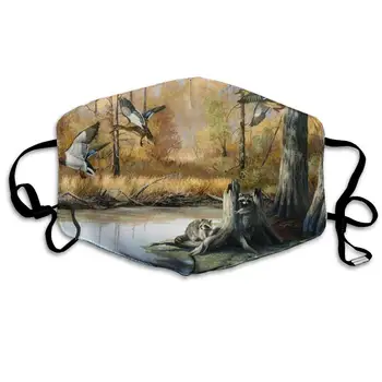 

Mouth Mask Hunting Flying Wild Ducks Print Masks - Breathable Adjustable Windproof Mouth-Muffle, Camping Running for Women and
