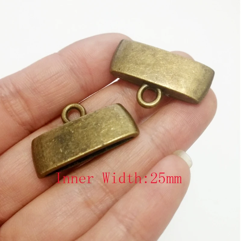 bronze 25mm 20pcs-Antique Серебро Бронза браслеты с пряжкой застежка лента торцевой Кепки обжимной лента с бисером Crimps 22x16 мм - Цвет: bronze 25mm