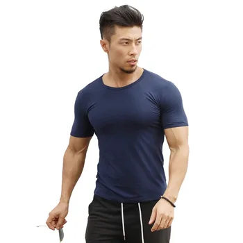 

GZ1753L-Workout fitness men Short sleeve t shirt men thermal muscle bodybuilding wear compression Elastic Slim exercise clothing