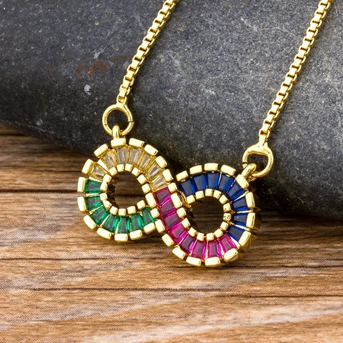 Sale Fashion 8 Shape Necklace Pendant Charm Chain CZ Necklace For Women Men Girls Fine Party Jewelry Accessories Gift