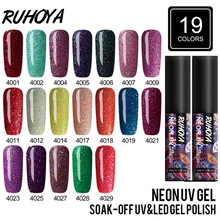 Ruhoya 매니큐어 젤 5ml 매니큐어 세트 uv led 램프베이스 탑 코트 uv 하이브리드 네온 젤 래커 네일 아트(China)