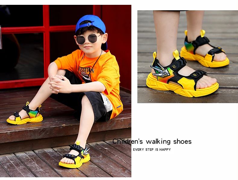 children's sandals near me Children Boys Sandals Summer Soft Sole Kids Beach Shoes Toddlers Sandalias Size 28~39#Fashion Colorful Flats Lightweight 5-10y children's shoes for high arches