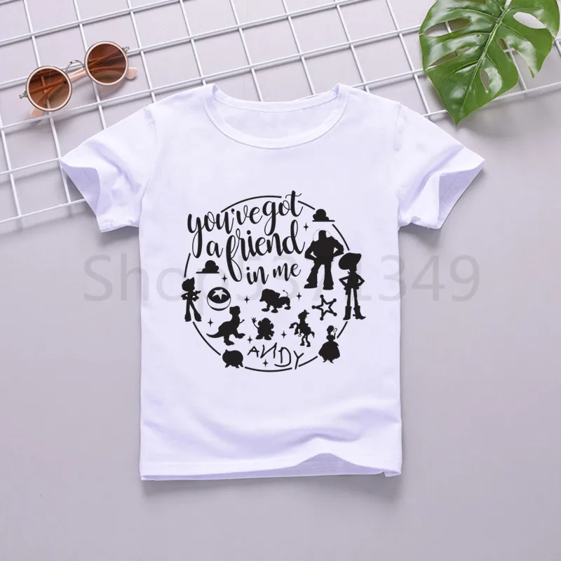Toy Story/модная футболка с забавным принтом из мультфильма «You 've Got A Friend In Me» детские летние топы с круглым вырезом, футболки для мальчиков и девочек