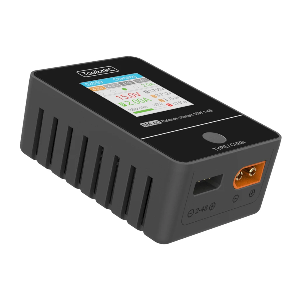 ToolkitRC M4AC 30 Вт LiPO LiFE LiHV Компактное зарядное устройство переменного тока 1 4S XT30/ XT60