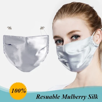 Maschera per la bocca in seta 100% per donna uomo maschera per il viso traspirante regolabile antipolvere maschera per il viso riutilizzabile parasole estivo