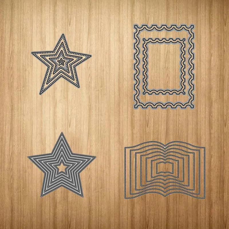 

Metal Cutting Dies Star Wave Rectangle Frame for Scrapbooking Shape Stencil Craft Paper Knife Mould Blade Punch Card Make Decor