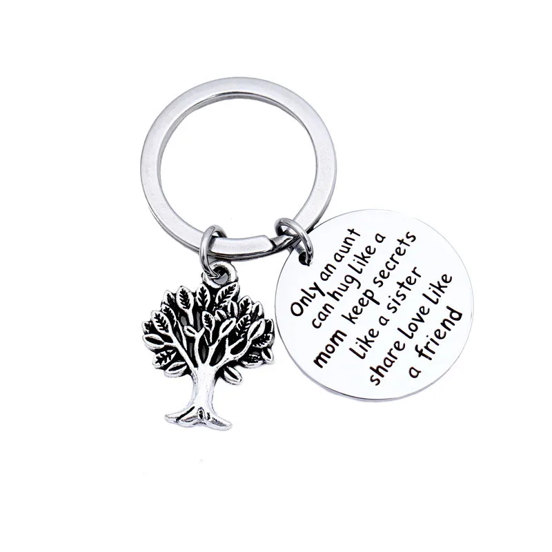 

Personalized Family Life Tree Key Chains Stainless Steel Custom Personal Logo Pendant Necklace for Men Women Keychain Jewelry