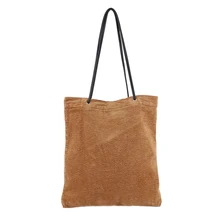 Вместительная женская Вельветовая Сумка-тоут, Женская Повседневная сумка-шоппер, складная многоразовая пляжная сумка для покупок, однотонные вельветовые сумки на плечо