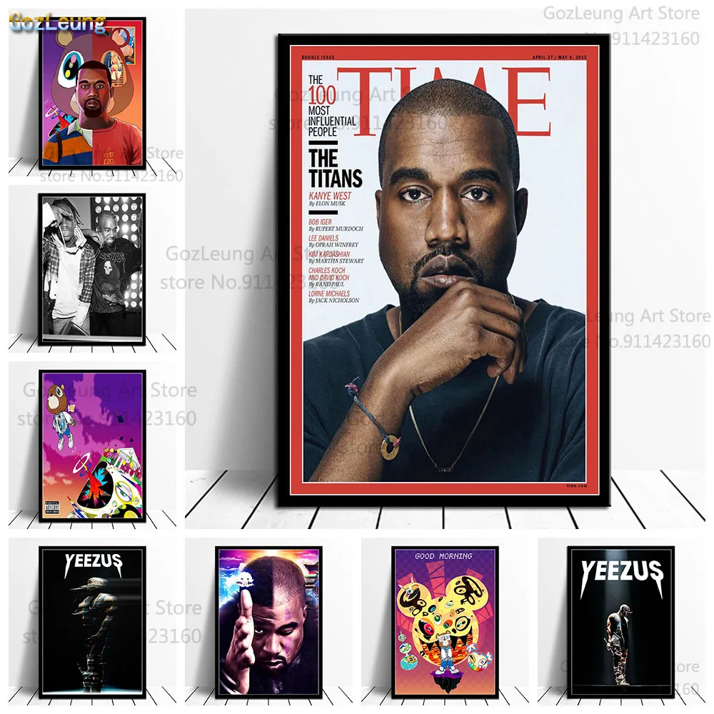 Kanye West Hot Poster Rapper Star Wall Art Picture Retro Posters Prints Canvas Painting for Living Room Home Decoration | Дом и сад