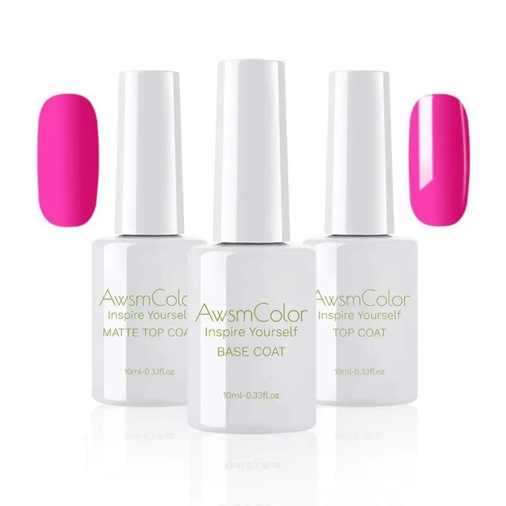 AwsmColor Matte Top Coat High Gloss Top Coat Base Coat Set, No Wipe Top Coat, Soak Off LED Gel