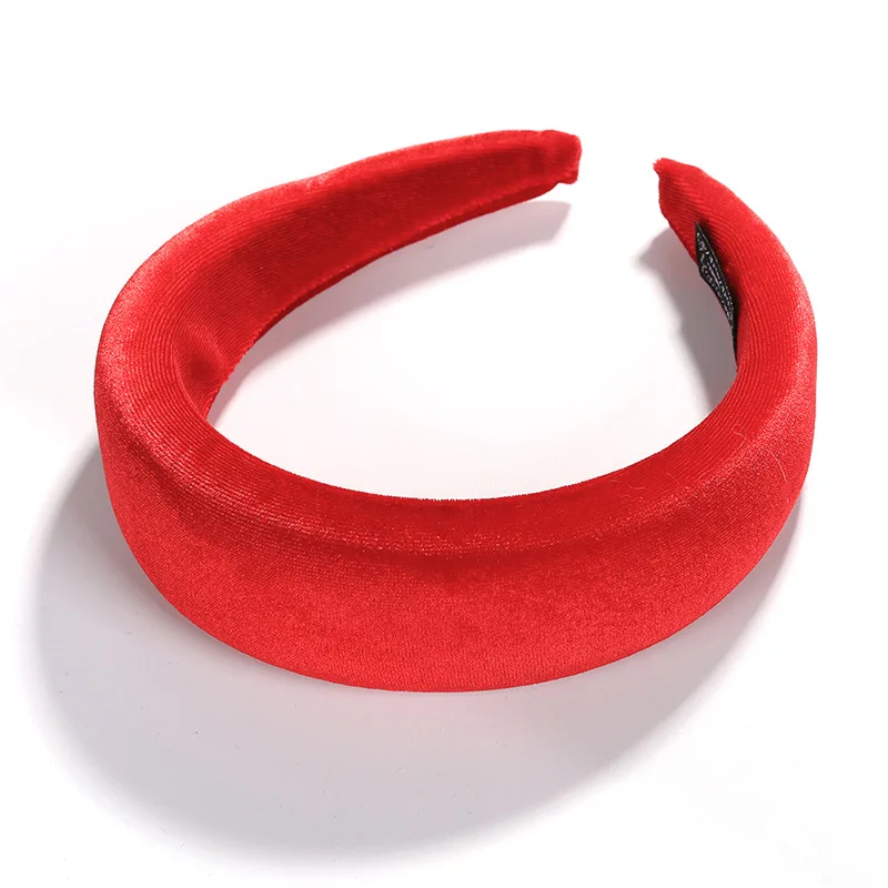 MISM 1pc Fashion Thick Velvet Headbands Women/Girls Solid Color Wide Head Band Elasticity Hairbands Hair Hoop Hair Accessories - Цвет: Red Headband