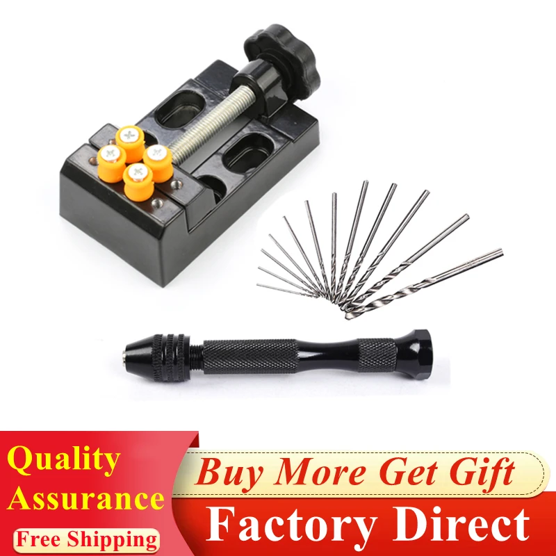 Mini Black Micro Aluminum Precision Pin Vise Rotary Hand Drill With Twist Drill Bits Sets For Models And Hobby Pendant Jewelry