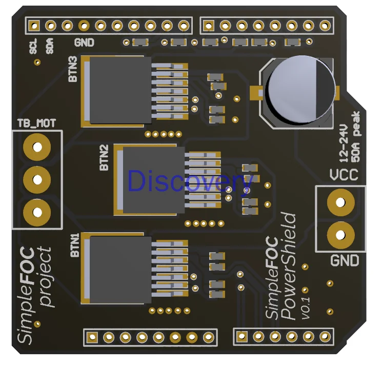 

SimpleFOC-PowerShield бесщеточная приводная пластина с большой головкой 4008 SimpleFOC