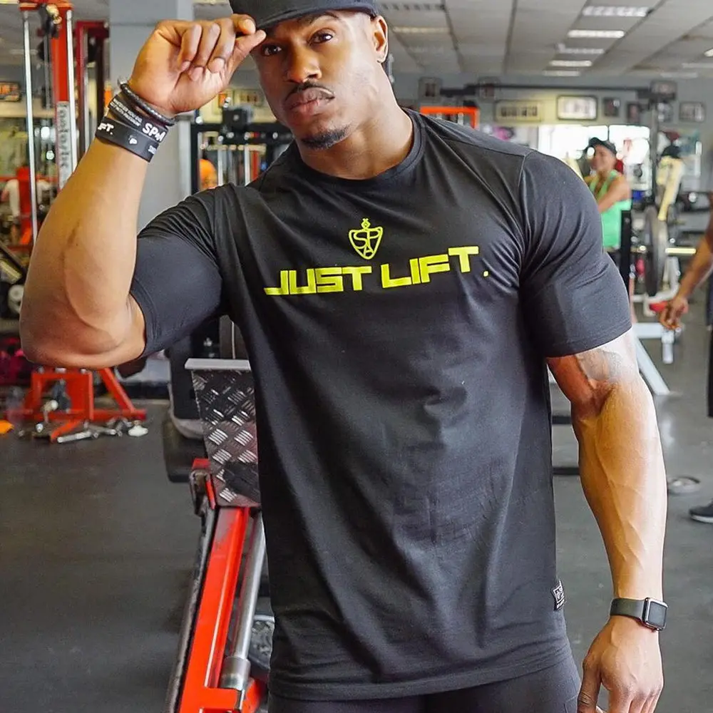 Спортивная футболка для фитнеса мужская спортивная бега хлопковая с коротким