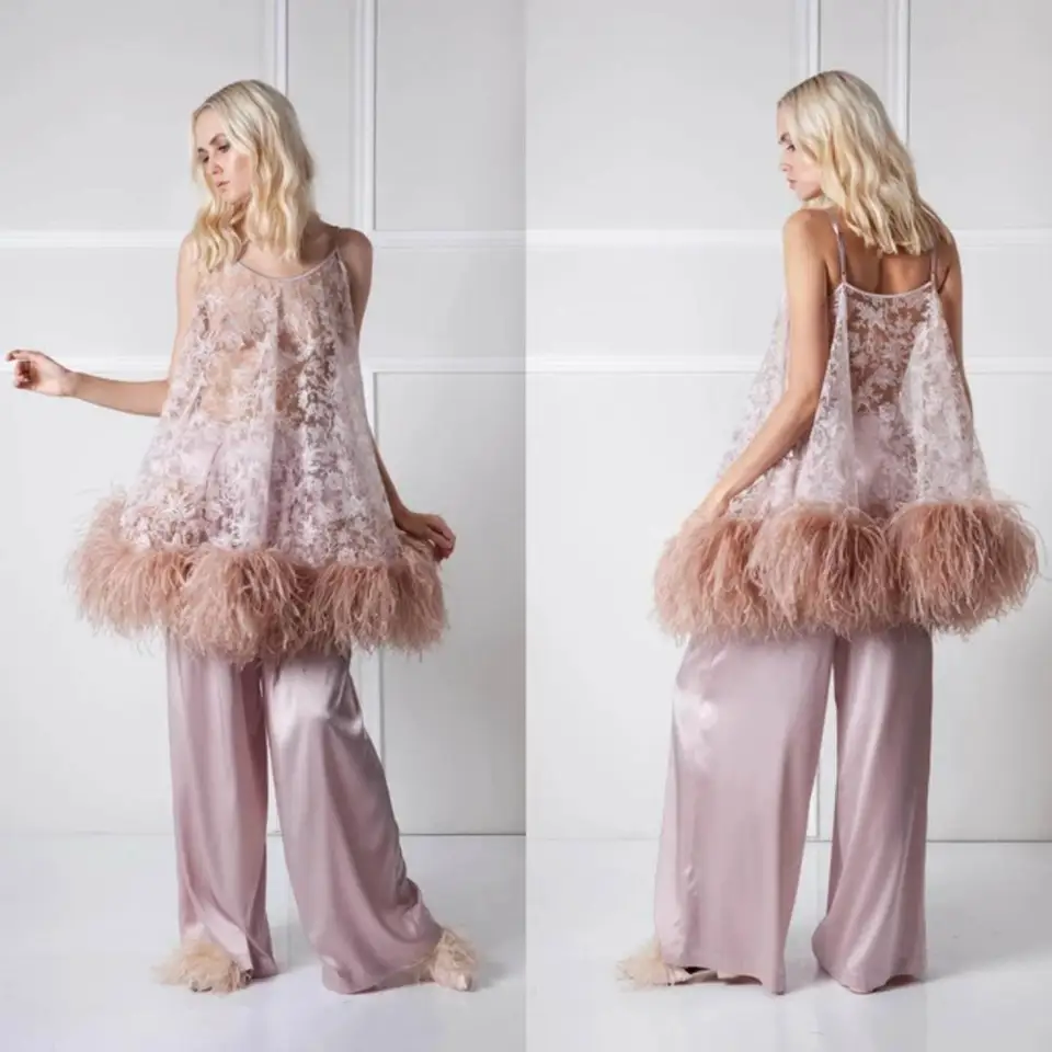 pink feather babydoll