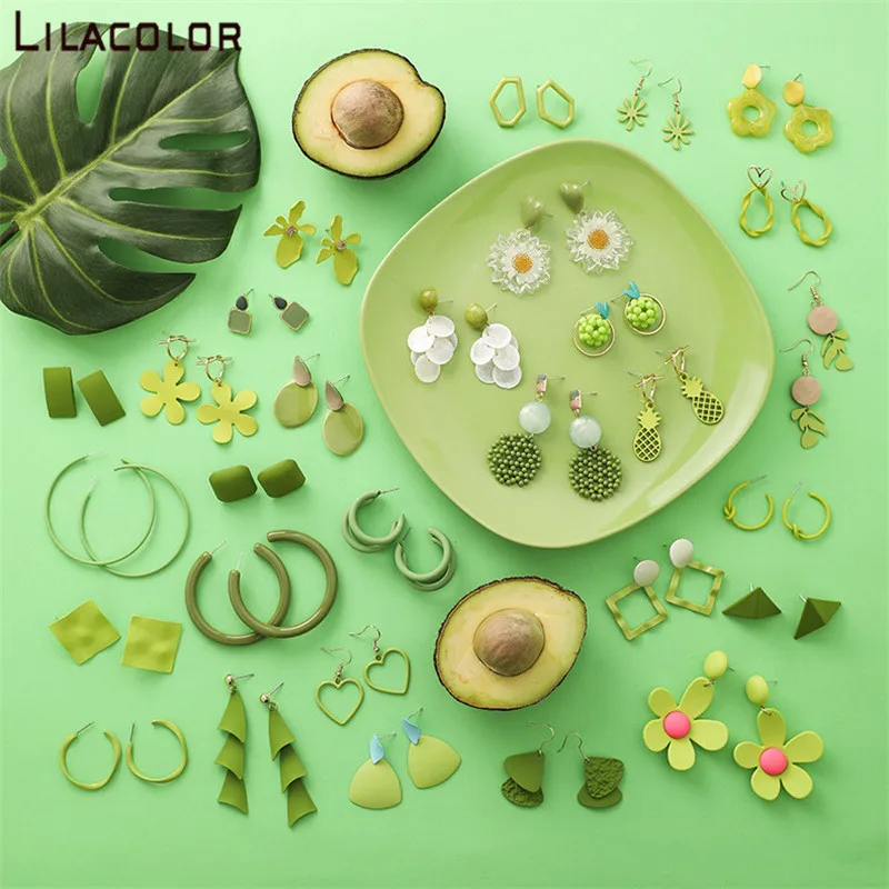 Женские Геометрические серьги-гвоздики Matcha круглые серьги с акриловым цветком и