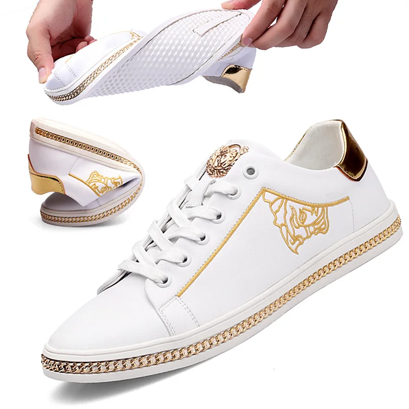 

New Men's Leather Casual Shoes, Lightweight Breathable and Comfortable Wear-resistant Men's Stitching Pattern Small White Shoes