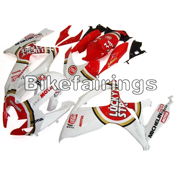 Sportbike рамы кузова для Suzuki 06 07 GSXR600 GSXR750 K6 2006 2007 инжекционного метода литья Лаки Страйк красно-белые чехлы