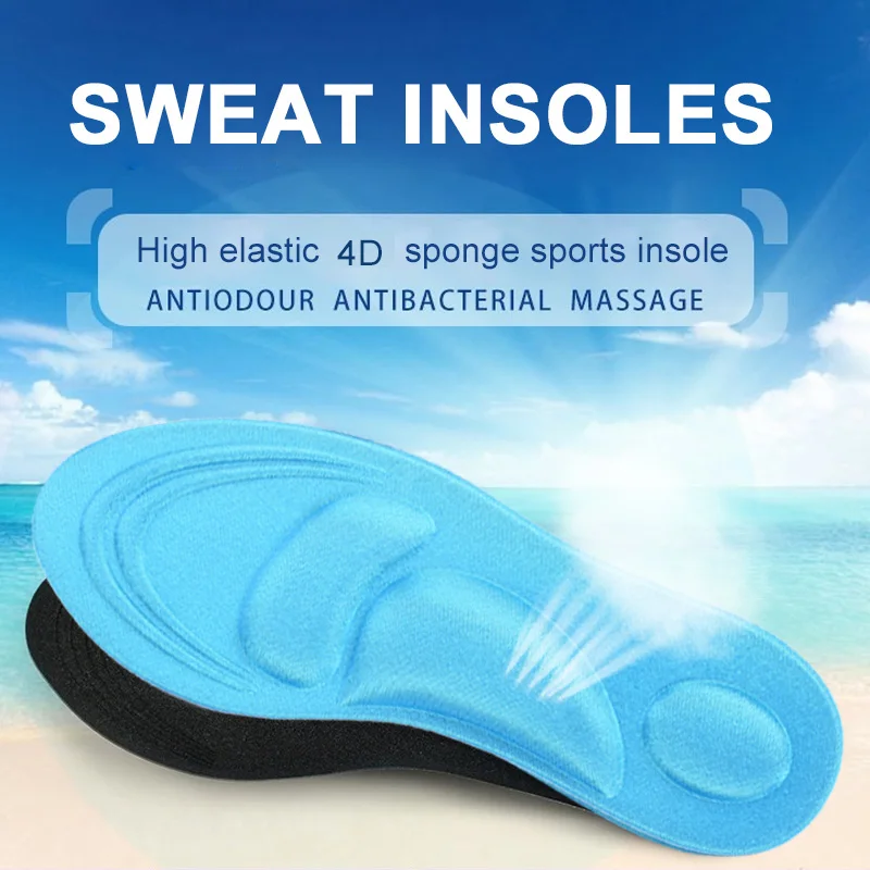 Comfortable Environmental Protection Motion Orthotic Insole Sports Insole Security Soft Silica Gel 4D 2pcs Sponge Insole