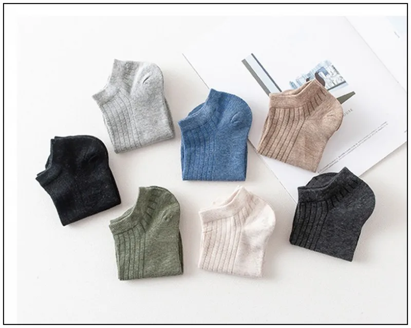 3Pairs/lot=6pieces Autumn Winter Solid Color Mens Socks Fashion Vertical Striped Cotton Breathable Male Boat Socks