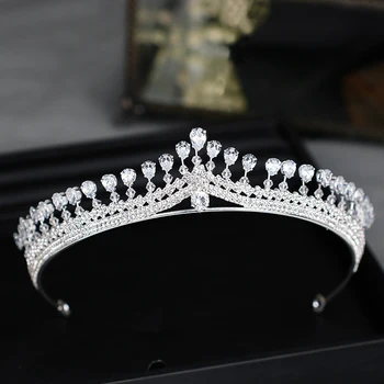 

Silver color Luxury Zircon Wedding Crown Tiara For Bridal Headpiece Princess Diadema Women Wedding Hair Jewelry Accessories