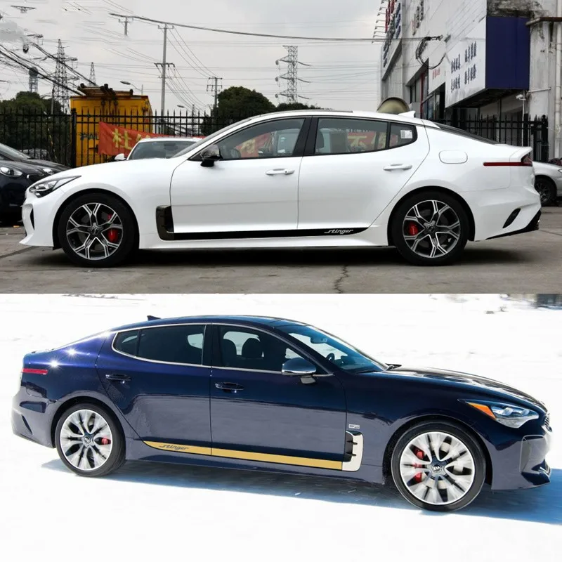 For-KIA Stinger Auto Body Decor Vinyl Decal Carbon Fiber Racing Sport Stripes Auto Accessories Car Door Side Skirt Sticker