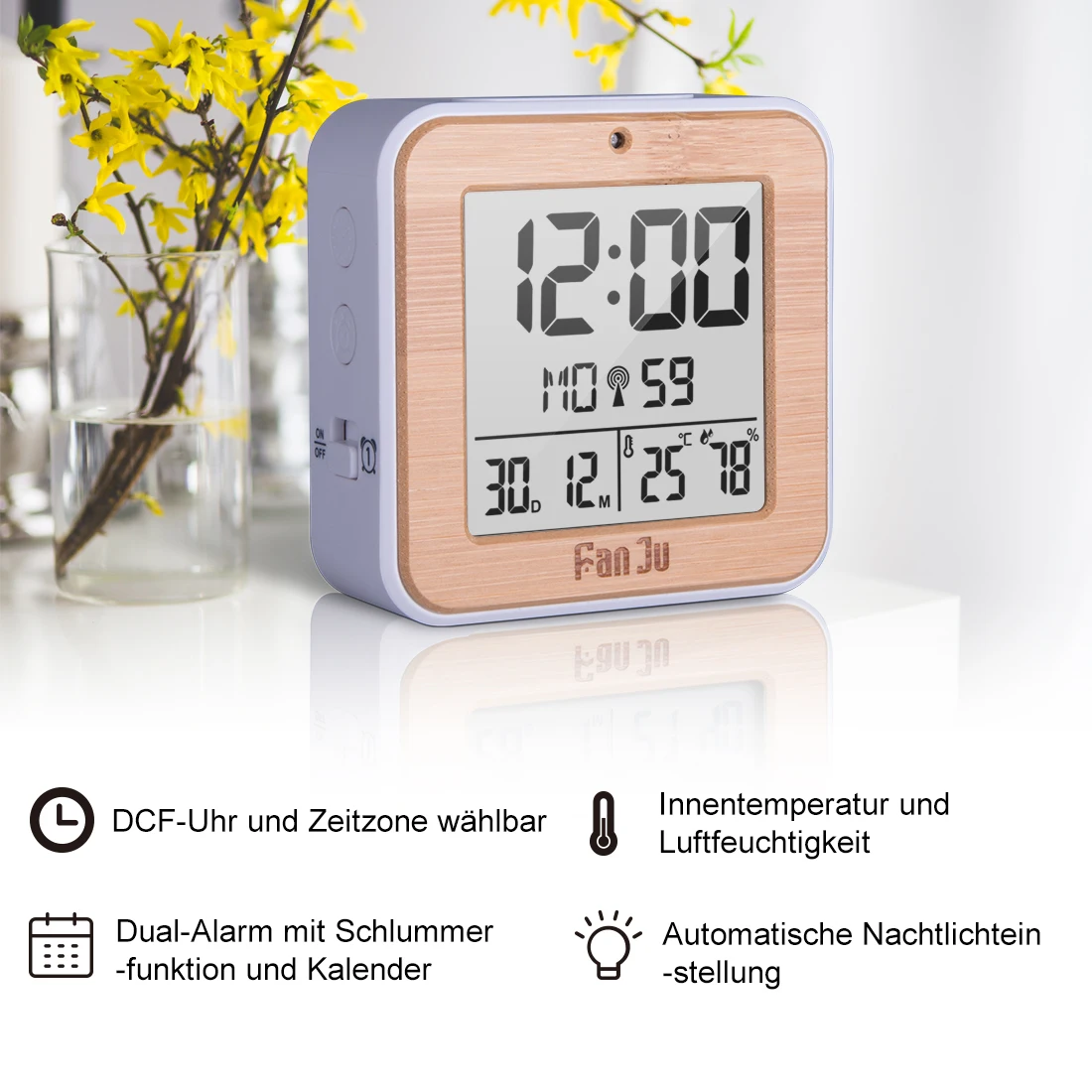 FanJu FJ3533 Цифровой Будильник Светодиодный Настольные часы температура влажность двойной будильник автоматическая подсветка повтора даты термометр дисплей